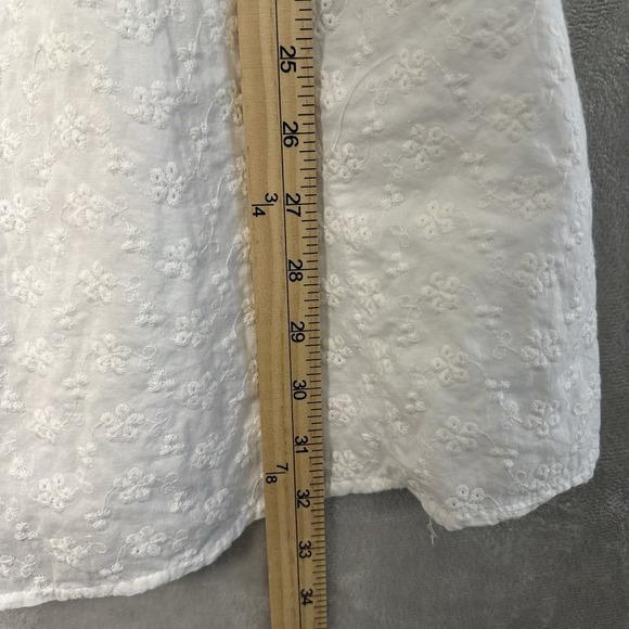 Angie White Eyelet Babydoll Mini Dress Women's Medium Ruffle Sweetheart Coquette - Picture 7 of 11